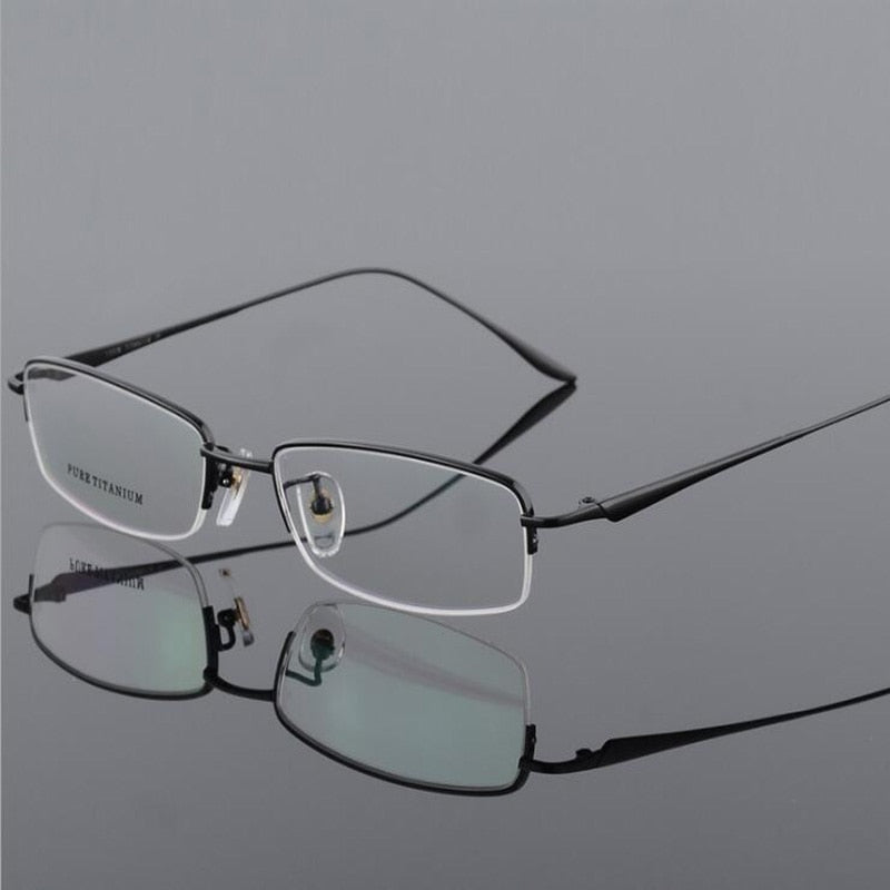 Hotochki Men's Semi Rim Titanium Frame Eyeglasses 8272 Semi Rim Hotochki black  