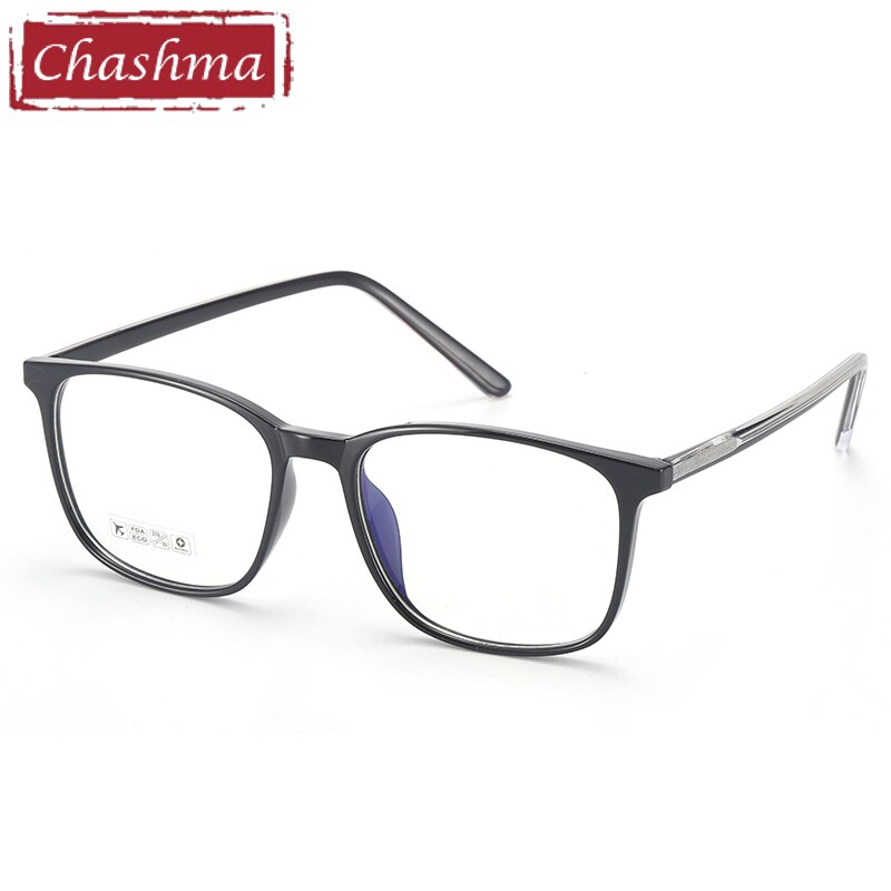 Unisex TR90 Plastic Titanium Frame Eyeglasses 8246 Frame Chashma Bright Black  