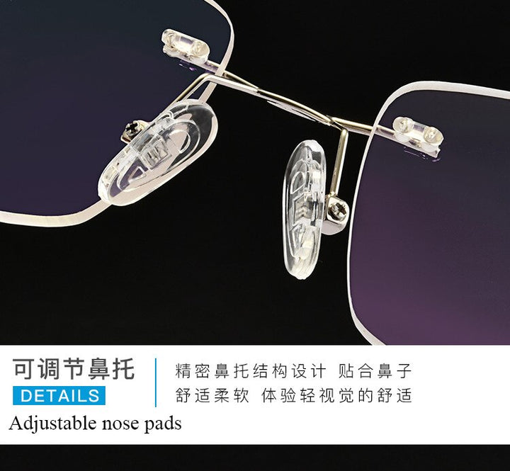 Unisex Rimless Alloy Frame Screwless Eyeglasses Spring Hinge Zt1704 Rimless Bclear   