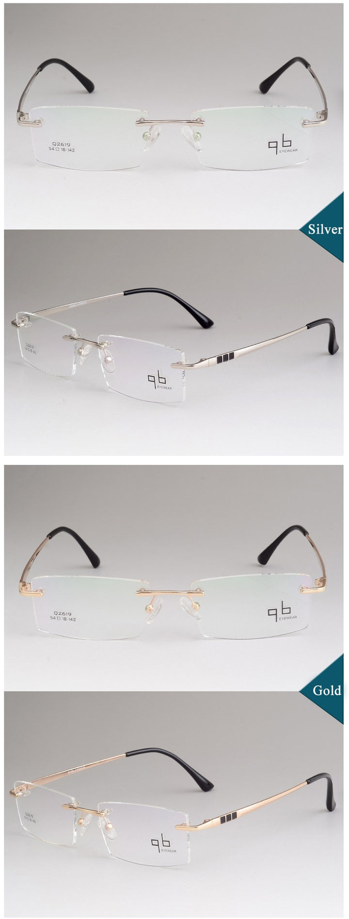 Men's Rimless Alloy Frame Eyeglasses Ztq2619 Rimless Bclear   