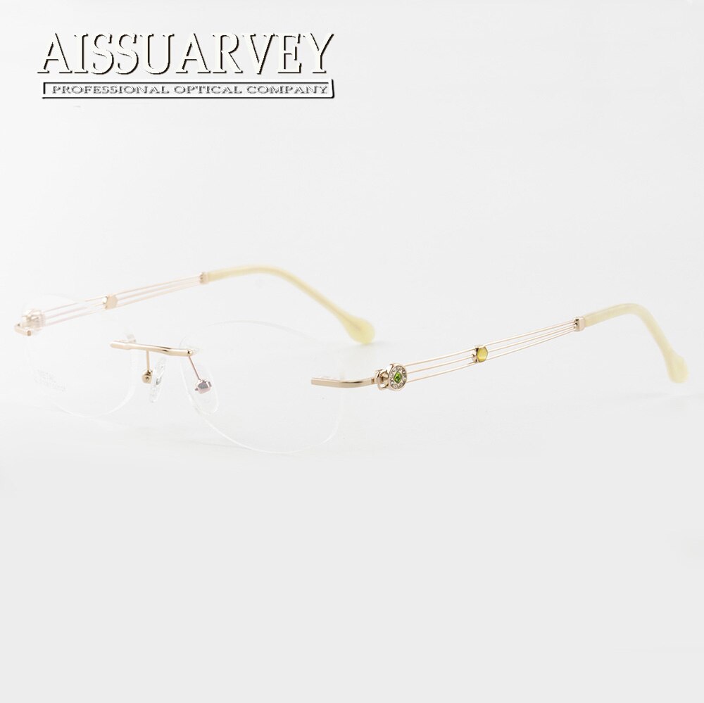 Aissuarvey Women's Oval Rimless Alloy Frame Eyeglasses As60100 Rimless Aissuarvey Eyeglasses Gold  