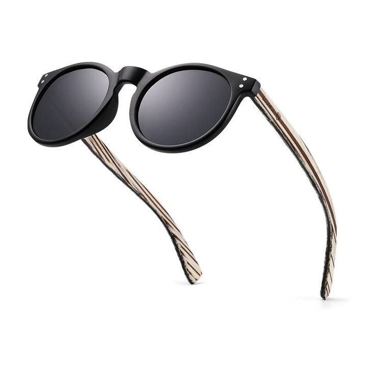 Yimaruili Women's Full Rim Round Wooden Frame Polarized Lens Sunglasses 8003 Sunglasses Yimaruili Sunglasses Black Other 