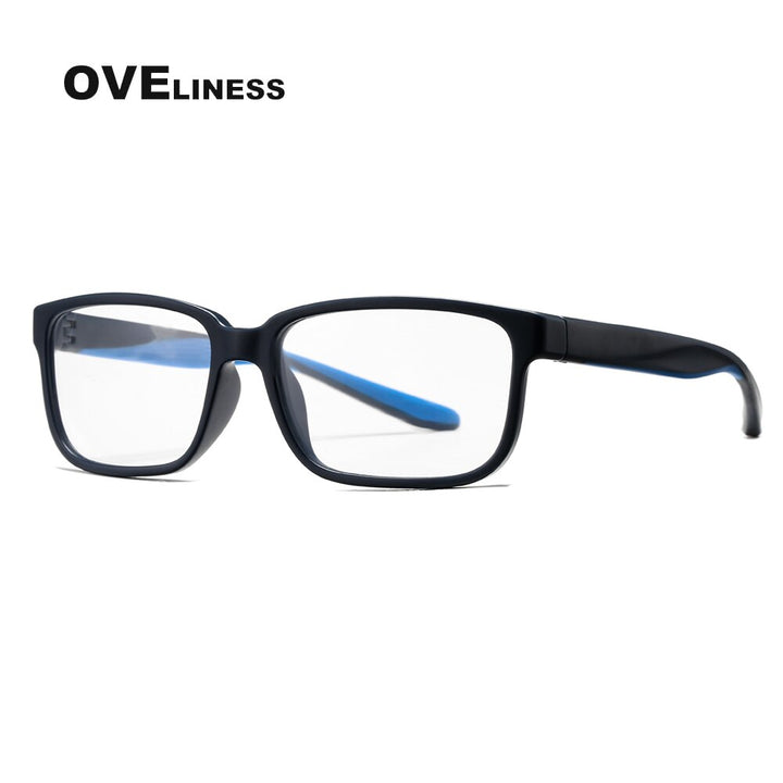 Oveliness Men's Full Rim Square Tr 90 Titanium Eyeglasses 7102 Full Rim Oveliness blue  