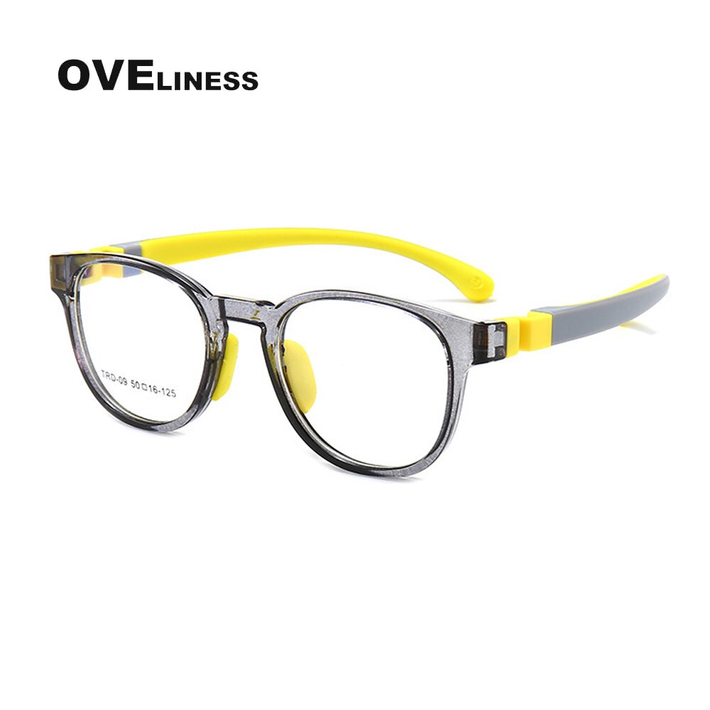 Oveliness Unisex Children's Full Rim Round Tr 90 Titanium Eyeglasses Olp09 Full Rim Oveliness grey  
