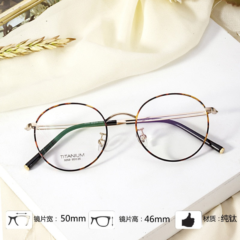 Women's Full Rim Round Titanium Frame Eyeglasses Lr9059 Full Rim Bclear   