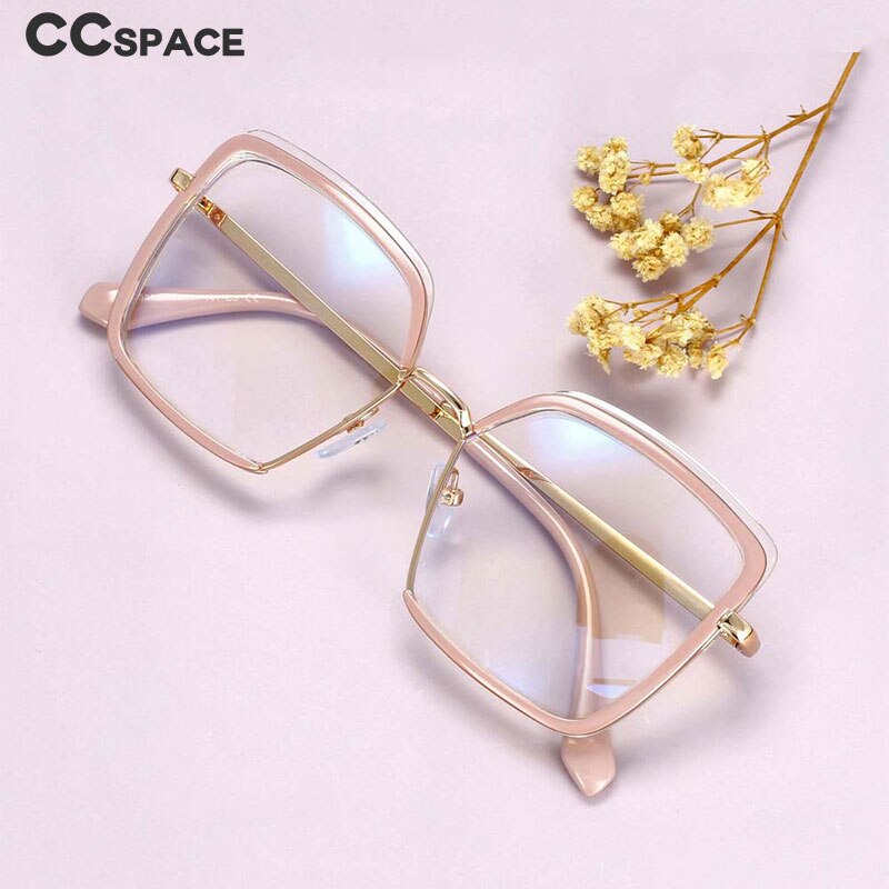 CCspace Unisex Semi Rim Square Tr 90 Titanium Frame Eyeglasses 54078 Semi Rim CCspace   