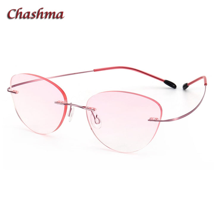 Chashma Ochki Unisex Rimless Triangle Cat Eye Titanium Eyeglasses 60742 Rimless Chashma Ochki   