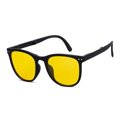 Ralferty Unisex Sunglasses Folding Polarized Square D125 Sunglasses Ralferty C4 Black - Yellow As picture 