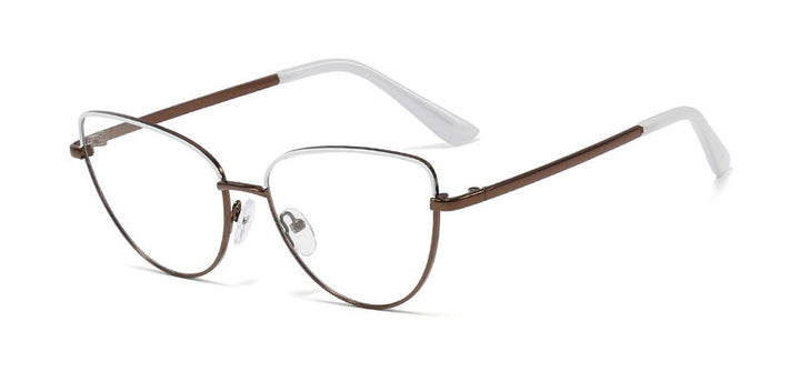 CCspace Unisex Full Rim Cat Eye Alloy Frame Eyeglasses 45969 Full Rim CCspace C8 white brown  