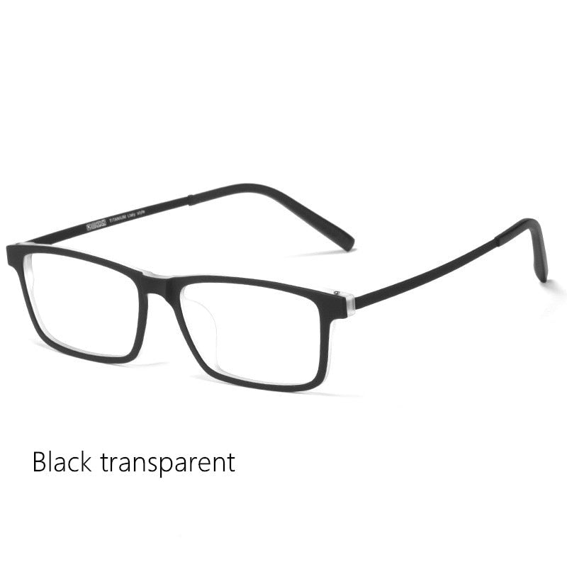 Gmei Men's Full Rim Square Titanium Tr 90 Eyeglasses 8836X Full Rim Gmei Optical Black Transparent  