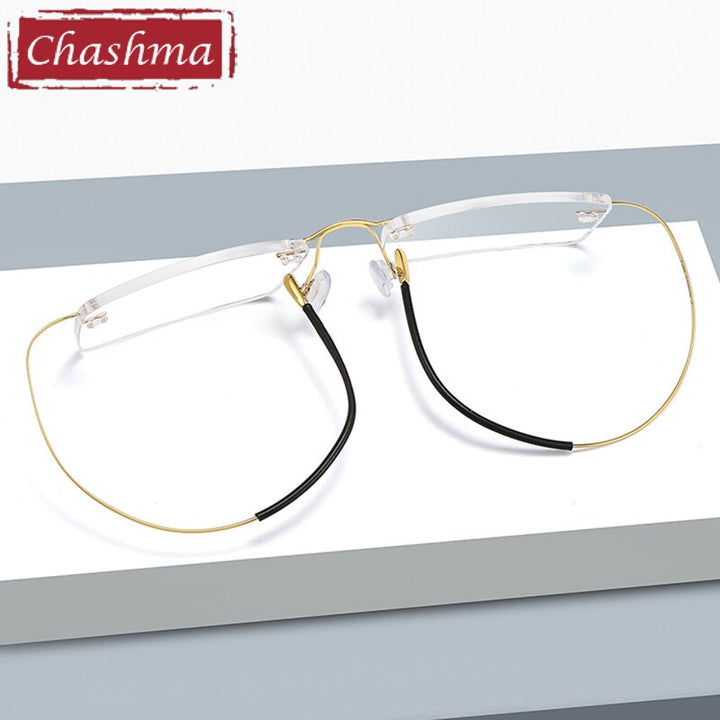 Chashma Ottica Unisex Rimless Square Titanium Eyeglasses 8040 Rimless Chashma Ottica   