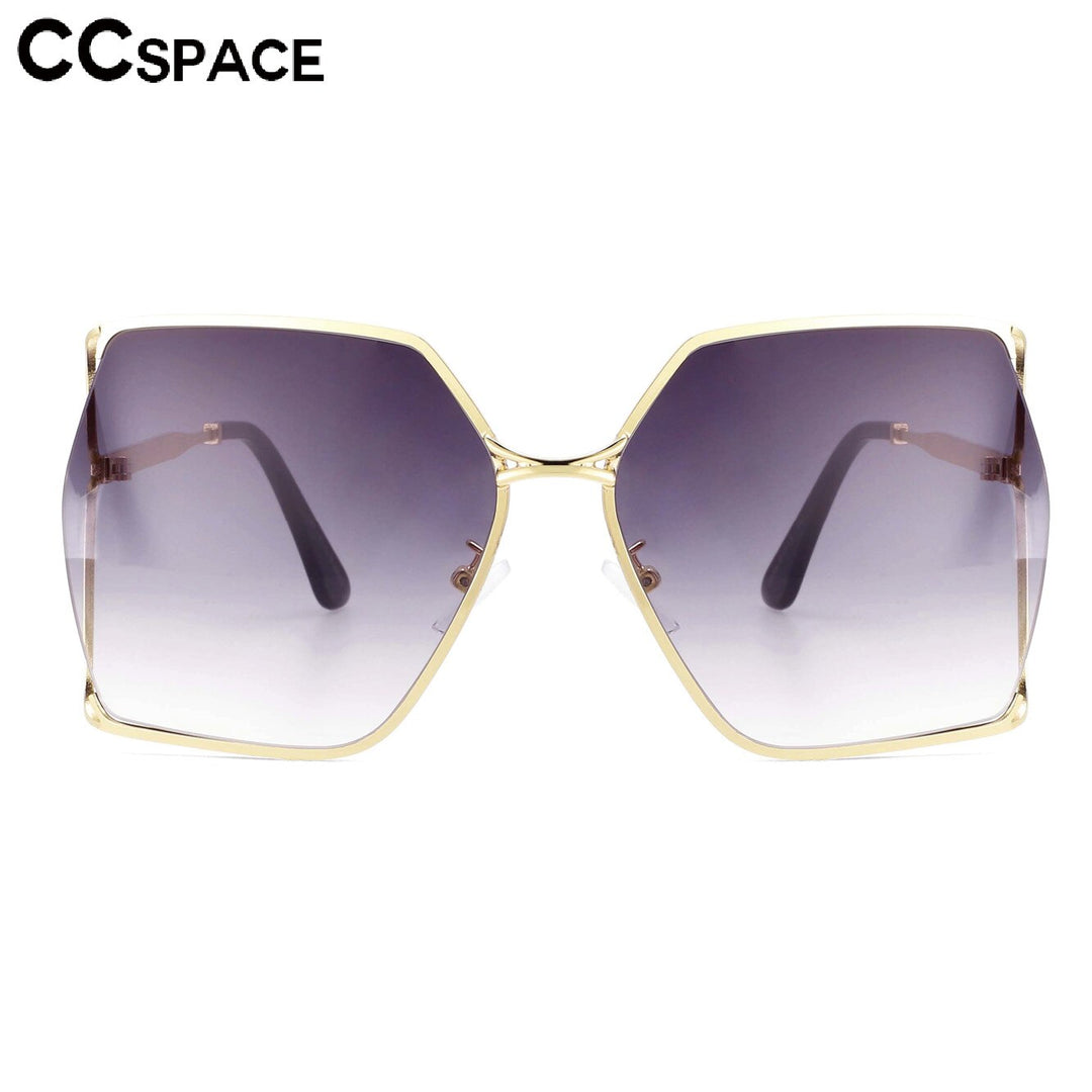 CCSpace Women's Semi Rim Oversized Square Alloy Frame Sunglasses 53566 Sunglasses CCspace Sunglasses   