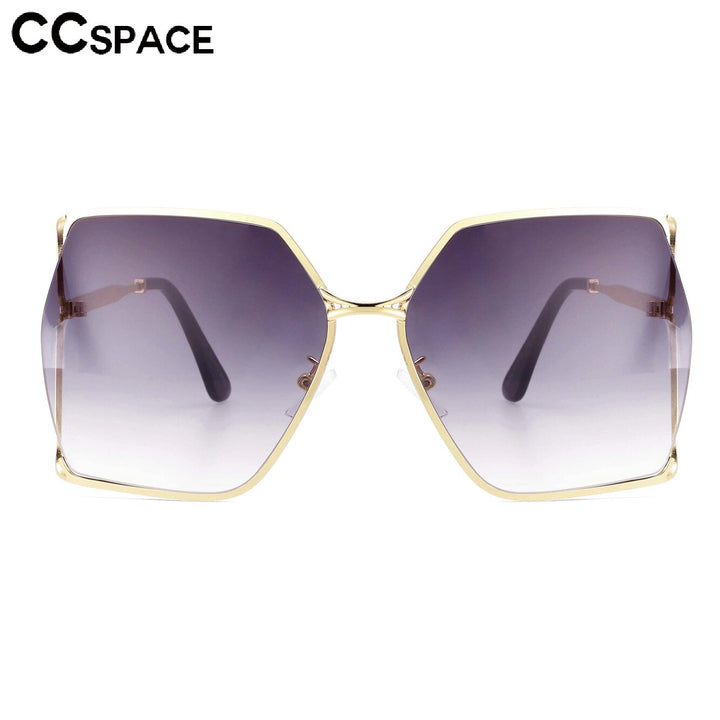 CCSpace Women's Semi Rim Oversized Square Alloy Frame Sunglasses 53566 Sunglasses CCspace Sunglasses   