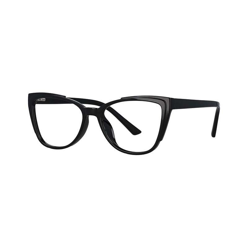 CCSpace Unisex Full Rim Square Cat Eye Tr 90 Titanium Frame Eyeglasses 53103 Full Rim CCspace Black  