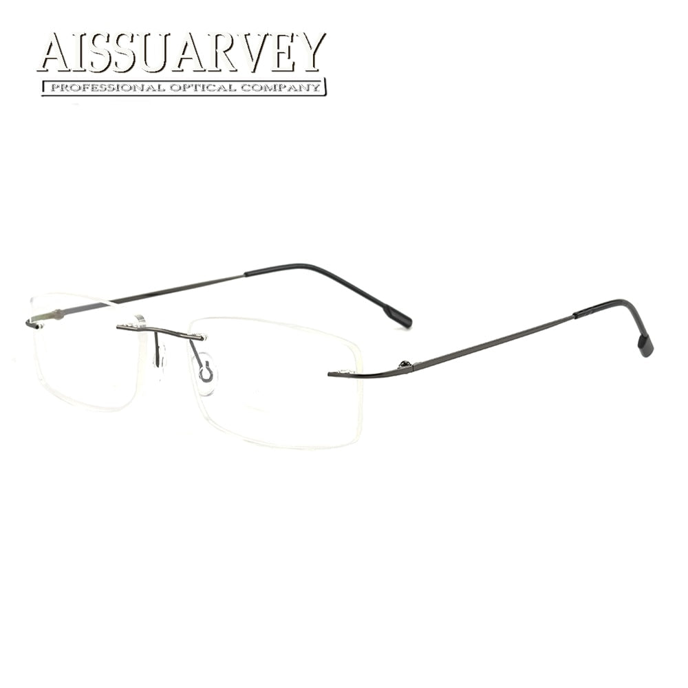 Aissuarvey Men's Rectangular Rimless Titanium Alloy Frame Eyeglasses As858 Rimless Aissuarvey Eyeglasses black  