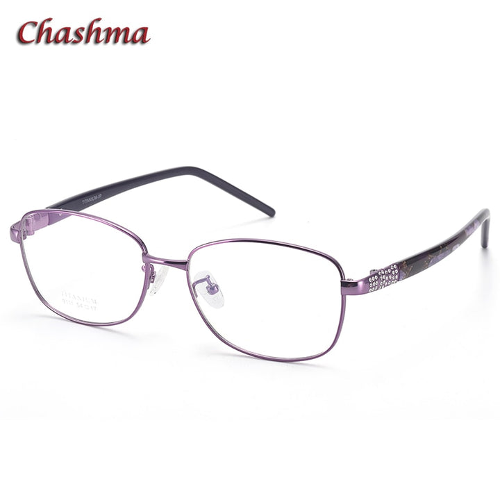 Chashma Ochki Women's Full Rim Oval Titanium Eyeglasses 9111 Full Rim Chashma Ochki Purple  