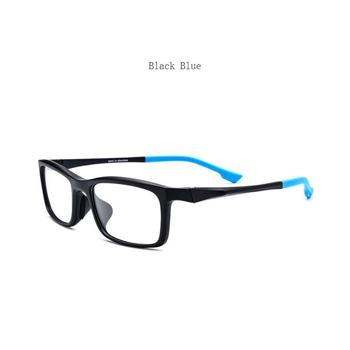 Hdcrafter Men's Full Rim TR 90 Titanium Rectangle Frame Sports Photochromic Custom Lens Eyeglasses 17209 Sport Eyewear Hdcrafter Eyeglasses Black Blue  