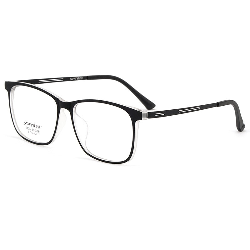 Men's Eyeglasses Ultralight Tr90 Pure Titanium Square Large Size 9825 Frame Gmei Optical Black Transparent  