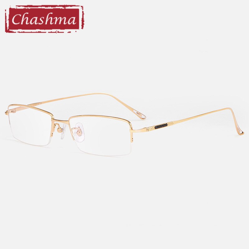 Men's Eyeglasses Pure Titanium 8961 Frame Chashma Gold  