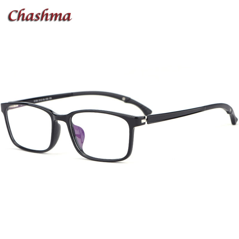 Chashma Ochki Unisex Full Rim Square Tr 90 Titanium Eyeglasses 5106 Full Rim Chashma Ochki Bright Black  