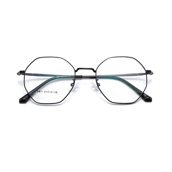 Unisex Octagonal Full Rim Alloy Frame Eyeglasses Scd871 Full Rim Bclear black  