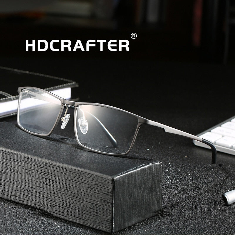 Hdcrafter Men's Full Rim Square Titanium Frame Eyeglasses 6330 Full Rim Hdcrafter Eyeglasses   