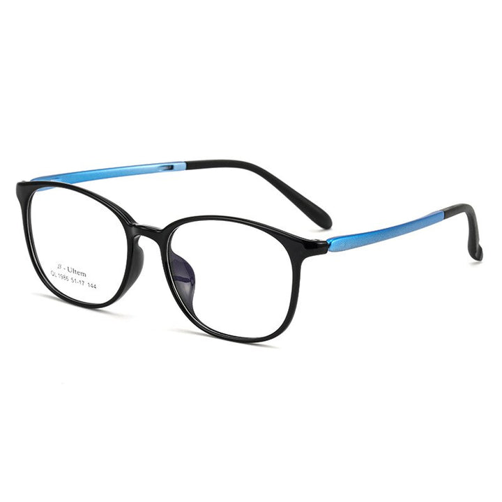 KatKani Unisex Full Rim Round Ultem β Steel Frame Eyeglasses 06ql1986 Full Rim KatKani Eyeglasses Black Blue  