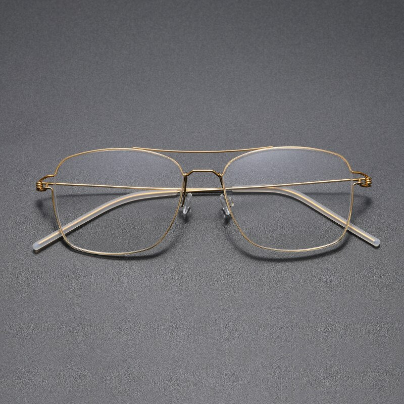 Gatenac Unisex Full Rim Square Titanium Alloy Screwless Frame Eyeglasses Gxyj693 Full Rim Gatenac Gold  