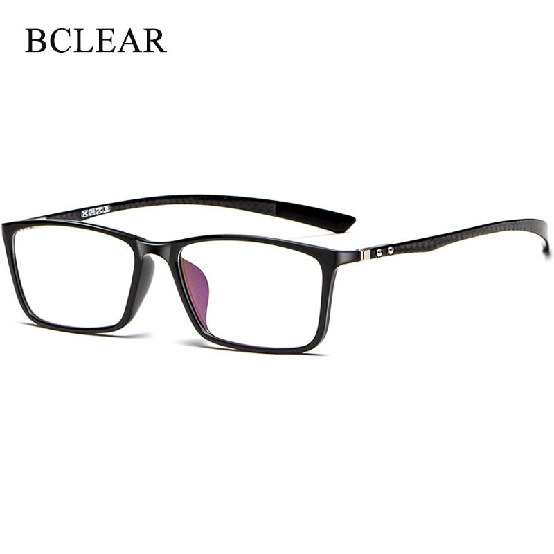Unisex Full Rim Carbon Fiber Titanium Frame Eyeglasses H0017 Full Rim Bclear   