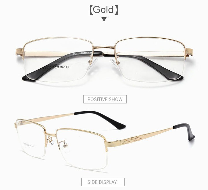 Hotochki Men's Semi Rim Alloy Frame Eyeglasses 6032 Semi Rim Hotochki   
