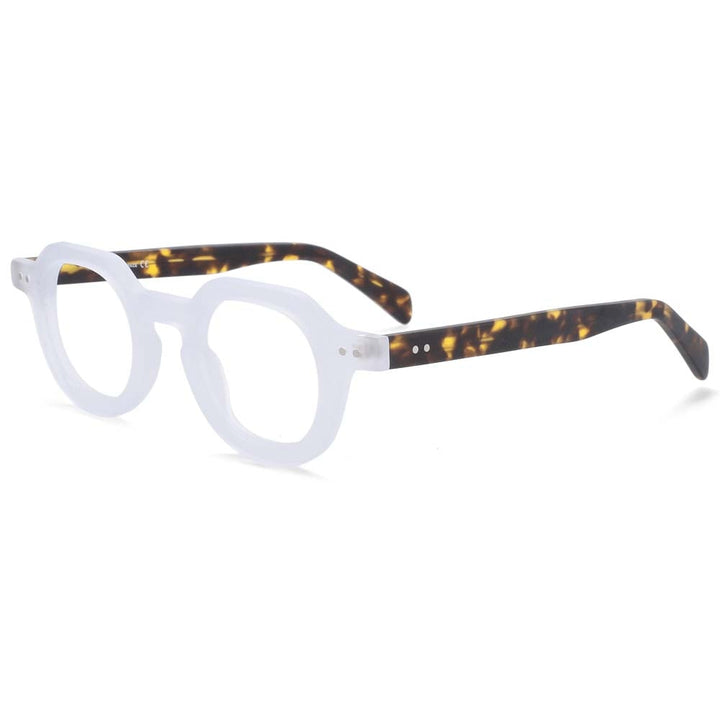 CCSpace Unisex Full Rim Round Acetate Frame Eyeglasses 49875 Full Rim CCspace White  