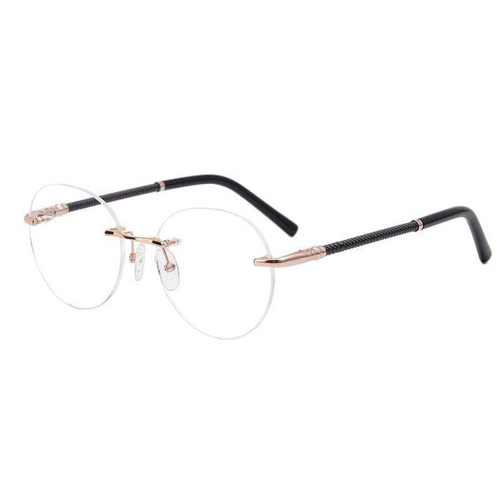 Aissuarvey Titanium Rimless Oval Frame Eyeglasses Men's 16066 Rimless Aissuarvey Eyeglasses Pink  