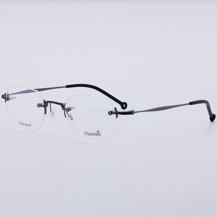 Aissuarvey Rimless Round Titanium Frame Eyeglasses Unisex Rimless Aissuarvey Eyeglasses gray  
