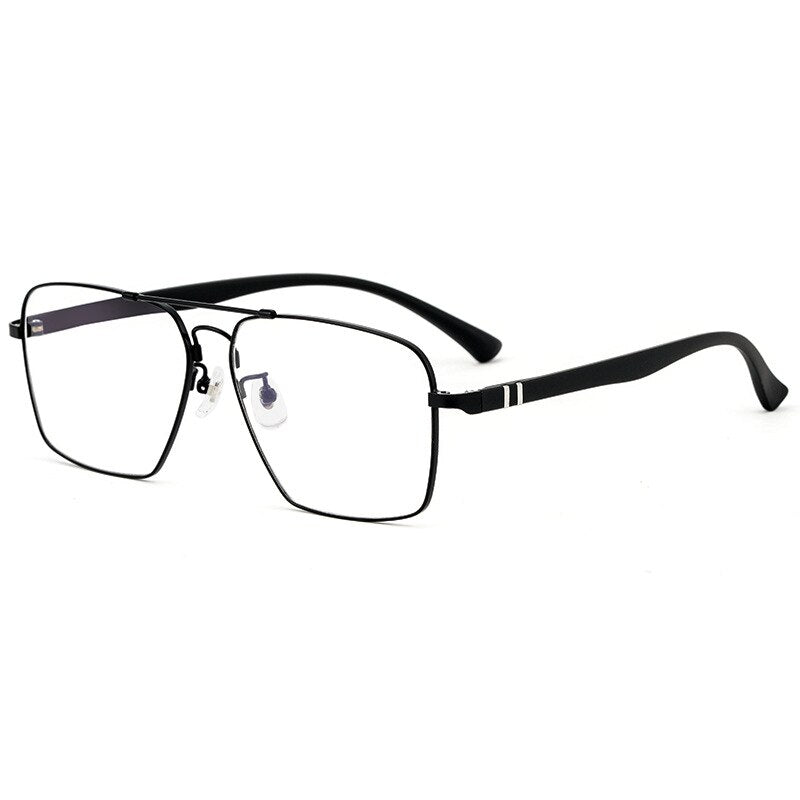 Yimaruili Men's Full Rim Double Bridge Titanium Alloy Frame Eyeglasses 8227 Full Rim Yimaruili Eyeglasses Black  