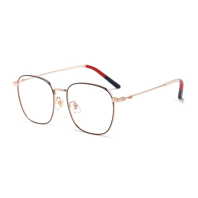 Yimaruili Unisex Full Rim Titanium Frame Eyeglasses 7525 Full Rim Yimaruili Eyeglasses Black Rose Gold  