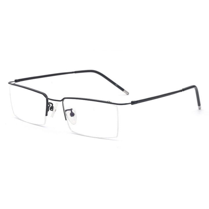 Hotochki Unisex Semi Rim Titanium Alloy Frame Eyeglasses 6341 Semi Rim Hotochki BLACK  