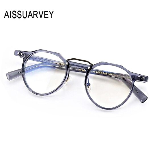 Aissuarvey Unisex Full Rim Round Light Acetate Frame Eyeglasses Hp20205 Full Rim Aissuarvey Eyeglasses   