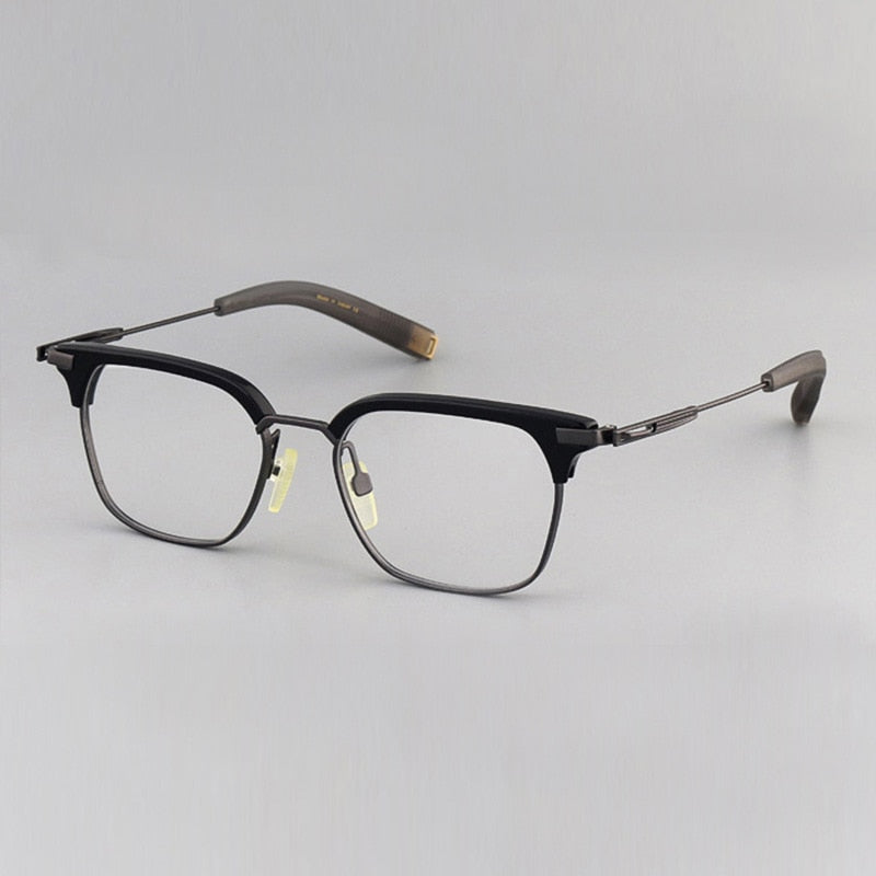 Aissuarvey Titanium Acetate Full Horn Rim Rectangular Frame Men's Eyeglasses Frame Aissuarvey Eyeglasses black  