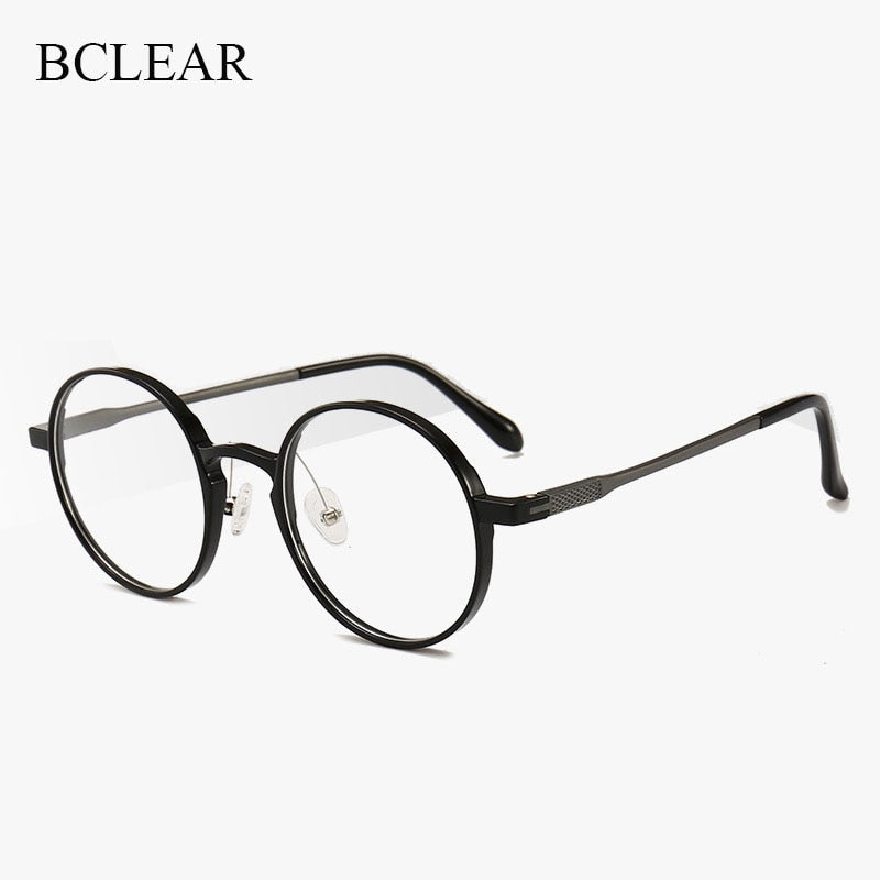 Unisex Round Ultem Steel Full Rim Eyeglasses 1192 Full Rim Bclear   