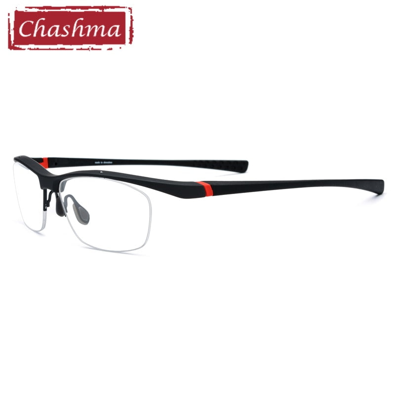 Men's Eyeglasses Sport TR90 Semi Rimmed 7027 Sport Eyewear Chashma Black  