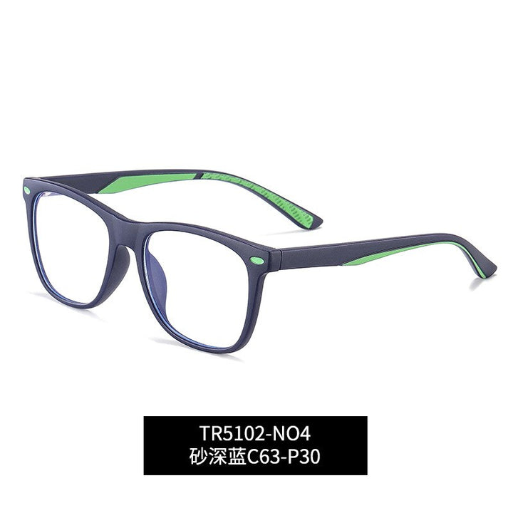 Children's Square Full Rim Silica Titanium Eyeglasses Anti Blue Light Lenses Wd5102 Full Rim Bclear Matte blue  