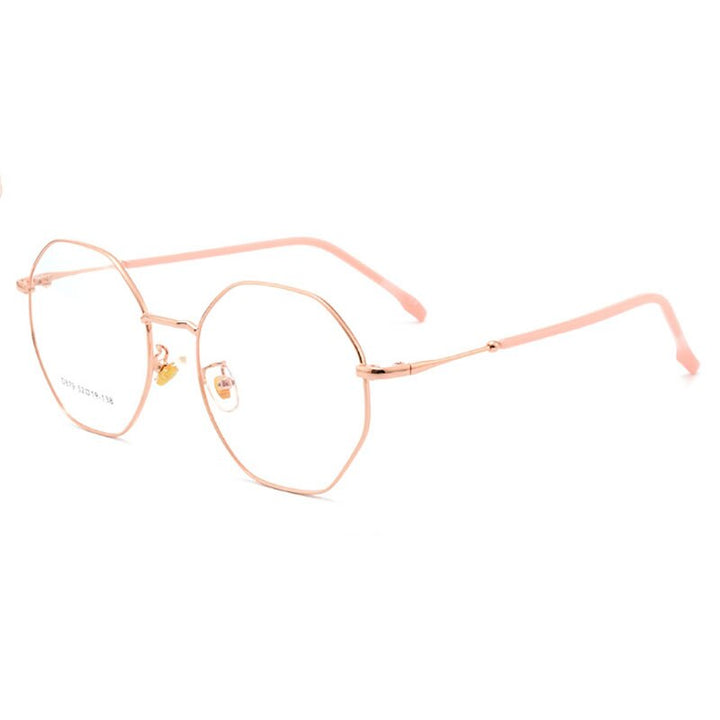 Hotony Unisex Full Rim Polygon Alloy Frame Spring Hinge Eyeglasses D879 Full Rim Hotony Rose Gold  