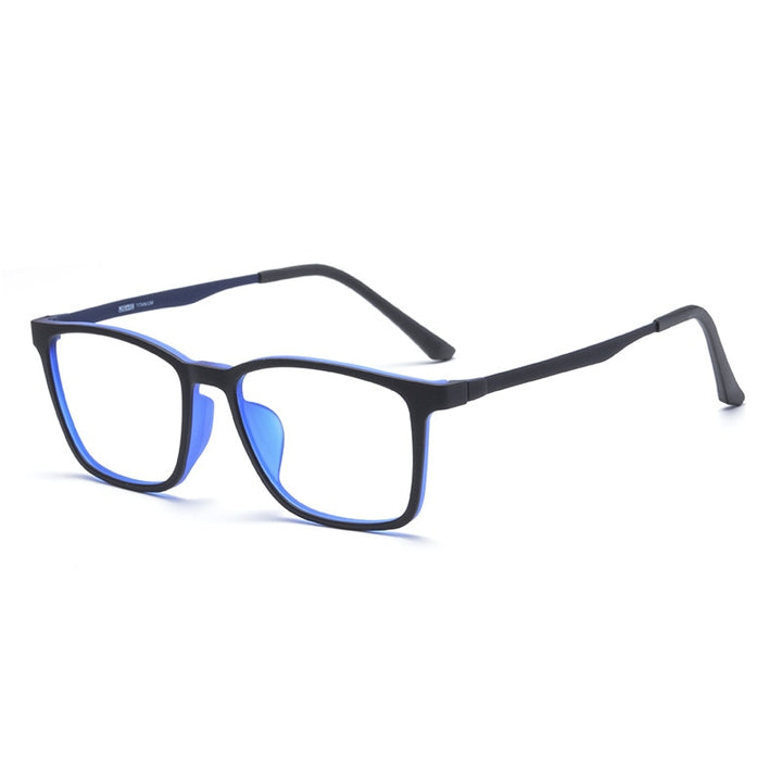 KatKani Men's Full Rim Titanium Frame Eyeglasses Hr3067 Full Rim KatKani Eyeglasses Black Blue  