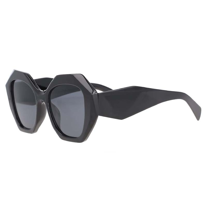 CCSpace Women's Full Rim Oversized Cat Eye Square Acetate Frame Sunglasses 53378 Sunglasses CCspace Sunglasses Black  