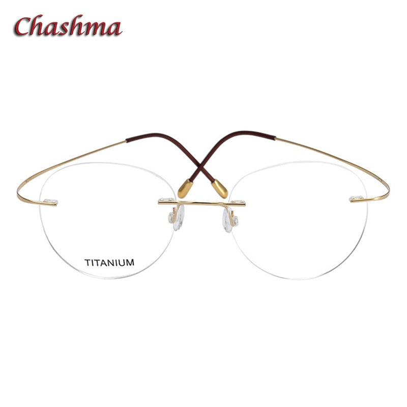 Chashma Ochki Unisex Rimless Round Titanium Eyeglasses 16017 Rimless Chashma Ochki   