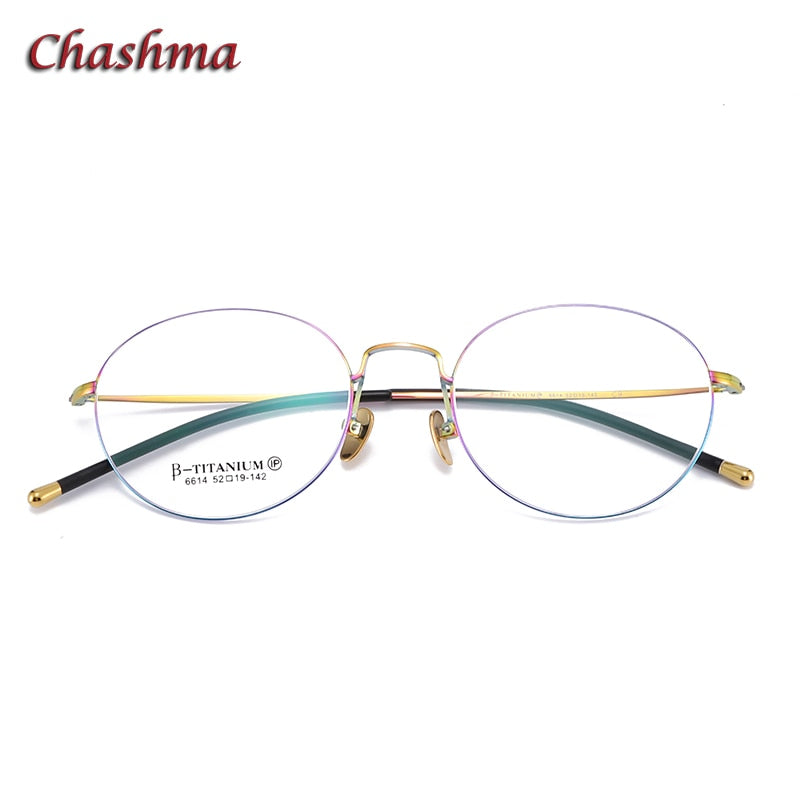Chashma Ochki Unisex Full Rim Round Titanium Eyeglasses 6614 Full Rim Chashma Ochki   