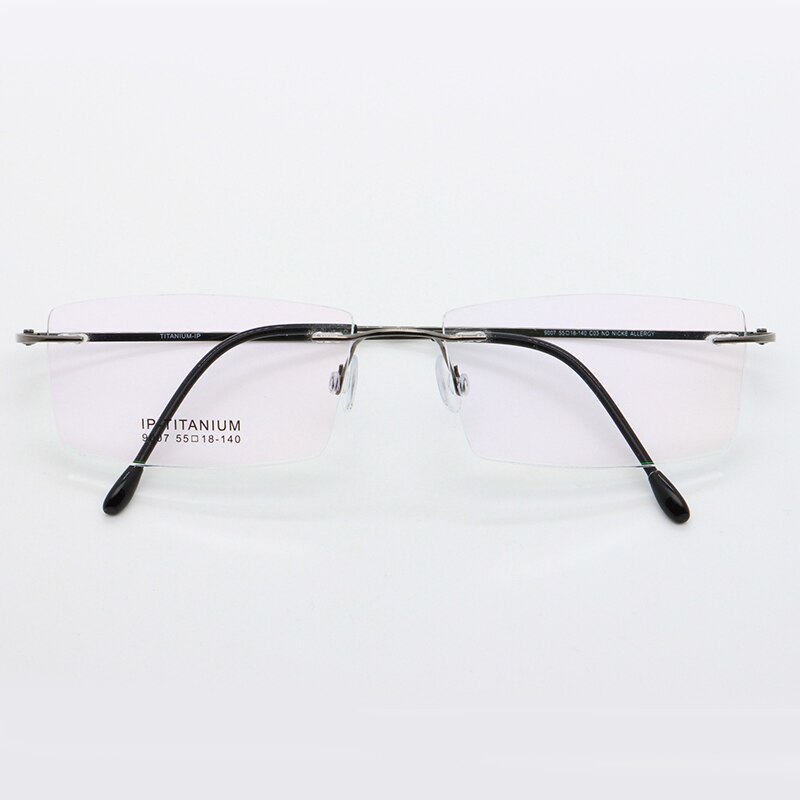 Unisex Rimless Titanium Frame Eyeglasses Customizable Lenses 9007 Rimless Bclear gray  