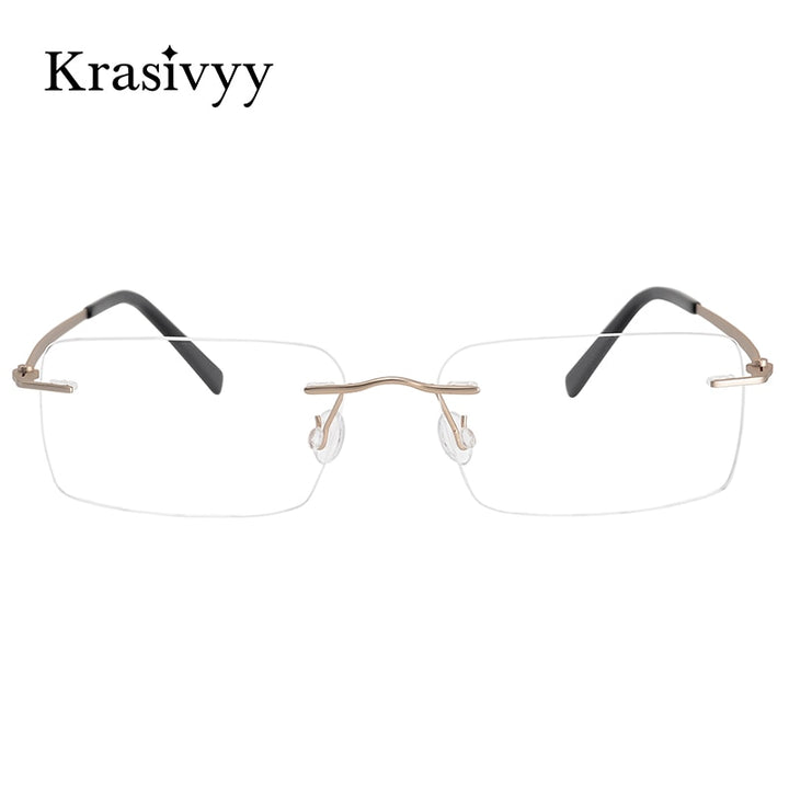 Krasivyy Men's Rimless Square Screwless Titanium Eyeglasses Kr5007 Rimless Krasivyy   