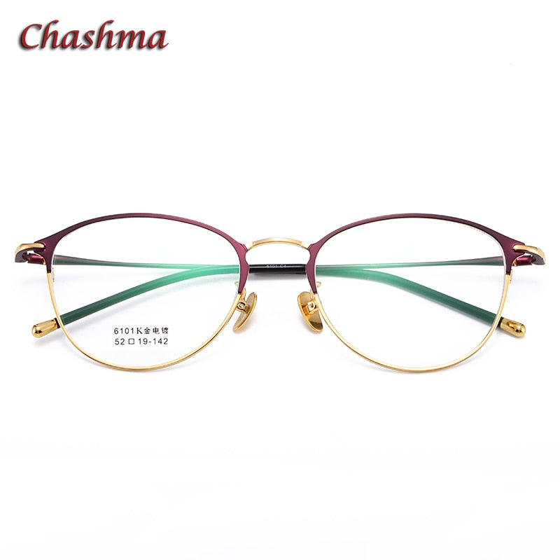 Chashma Ochki Unisex Full Rim Irregular Round Titanium Eyeglasses 6101 Full Rim Chashma Ochki   