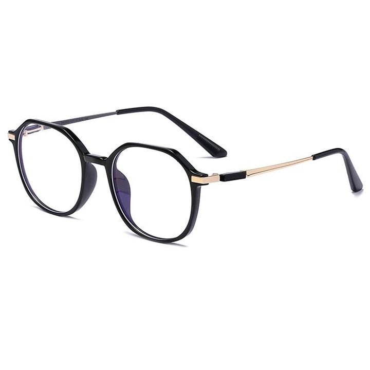 KatKani Women's Full Rim Polygonal TR 90 Resin Frame Eyeglasses Tr2053 Full Rim KatKani Eyeglasses Black  